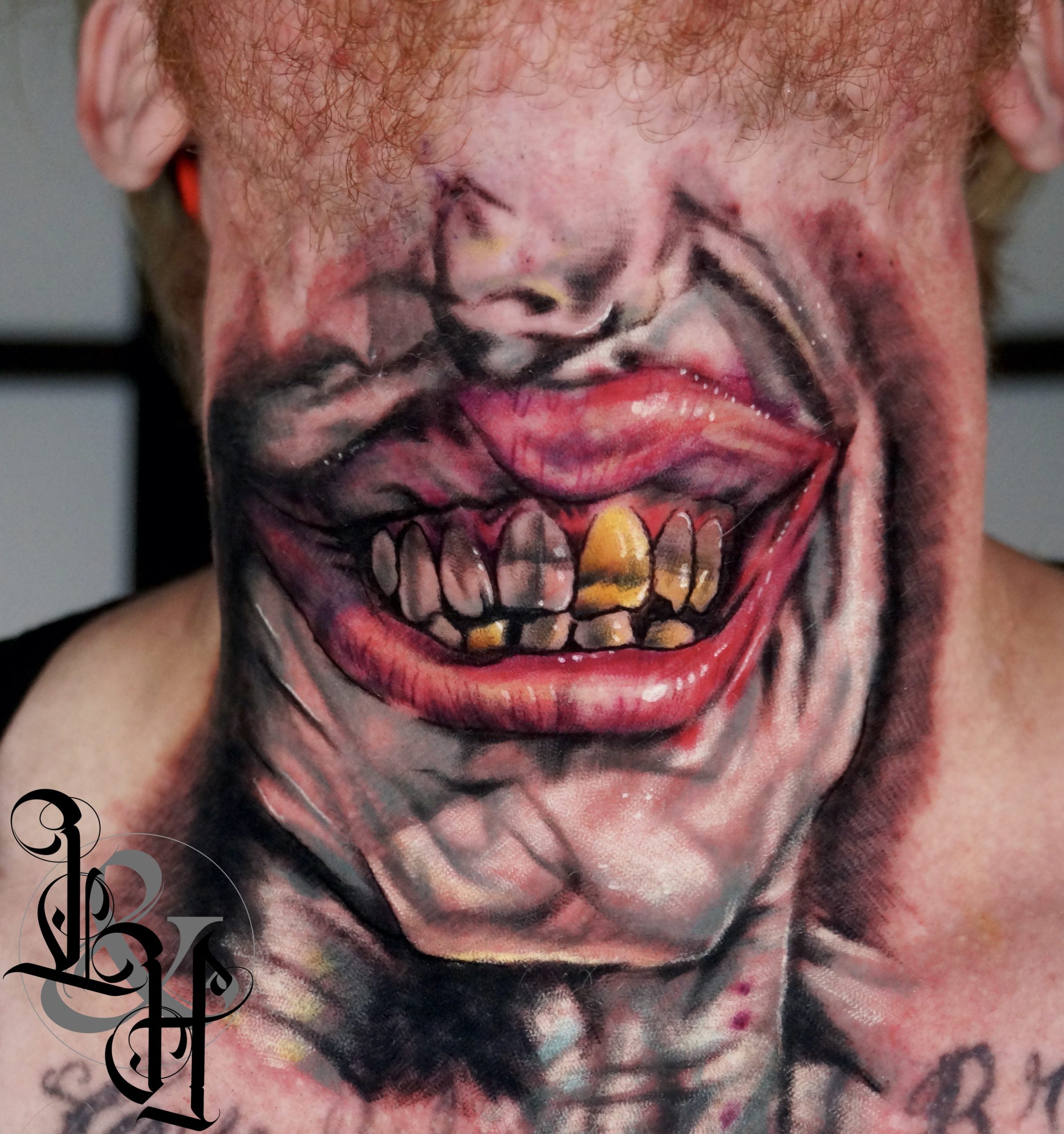 Color Joker Mouth Tattoo - Love n Hate