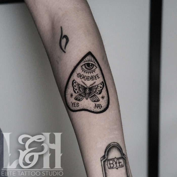 Black Fine Line Ouija Cursor Tattoo Love n Hate