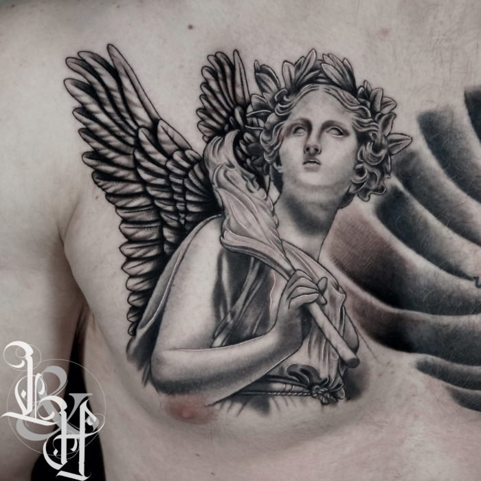 Black and Grey Angel Tattoo - Love n Hate