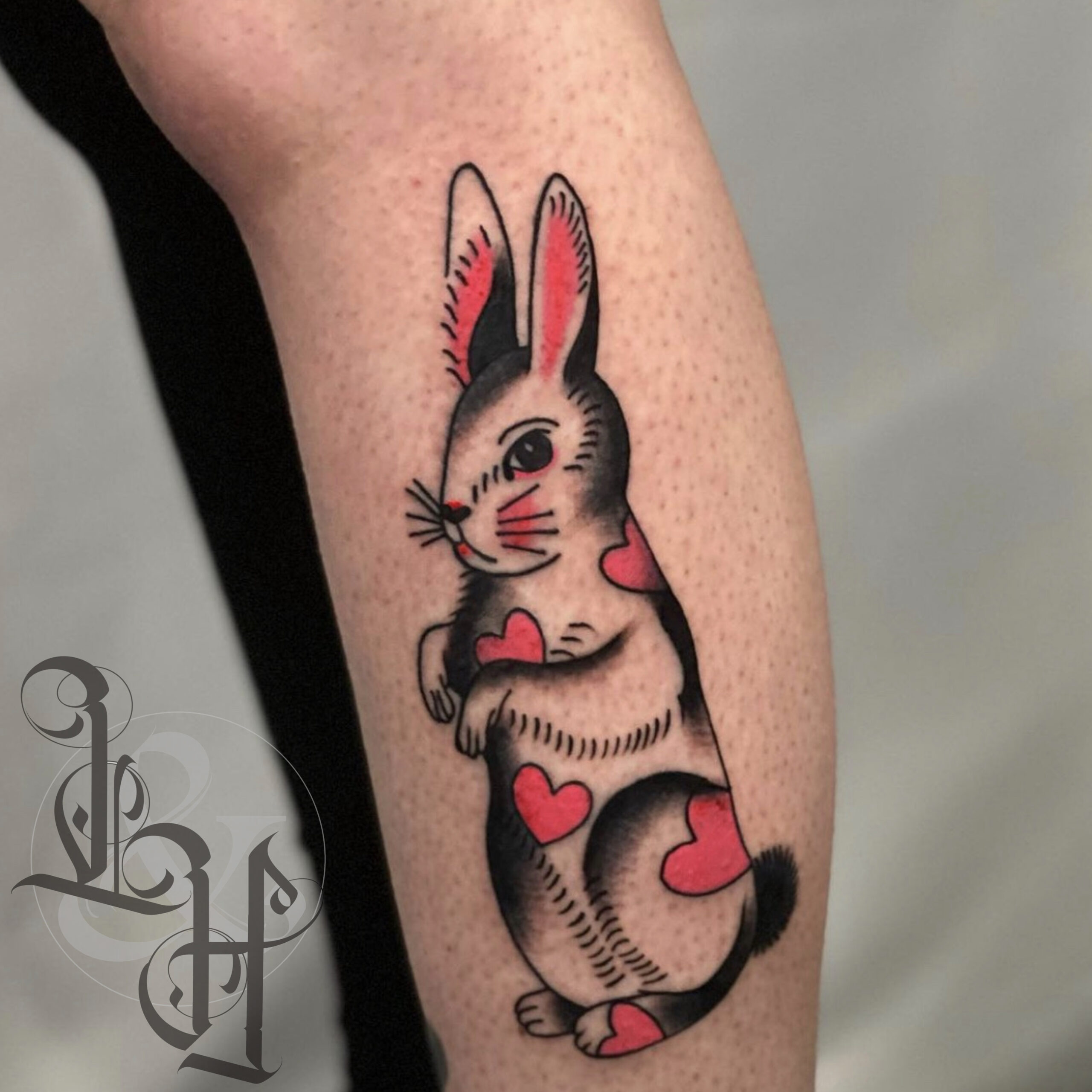 Color Traditional Heart Rabbit Tattoo  Love n Hate