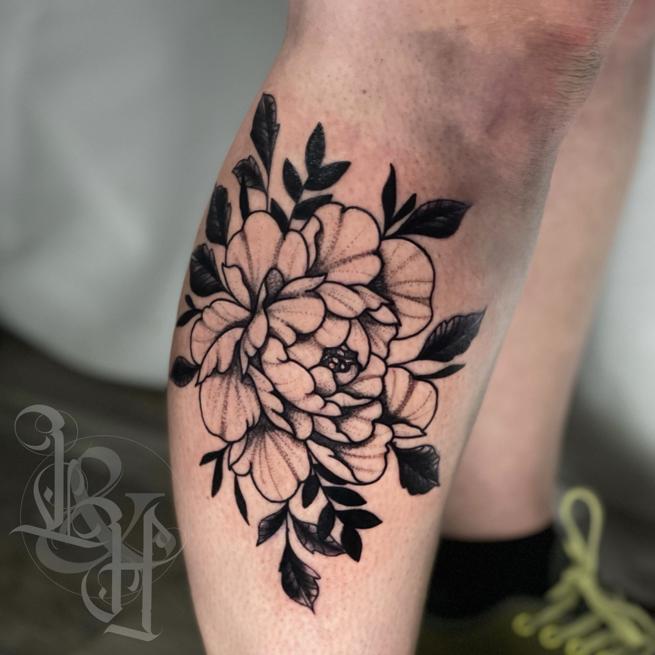 Boston Rogoz Tattoo  Tattoos  Black and Gray  Japanese peony tattoo