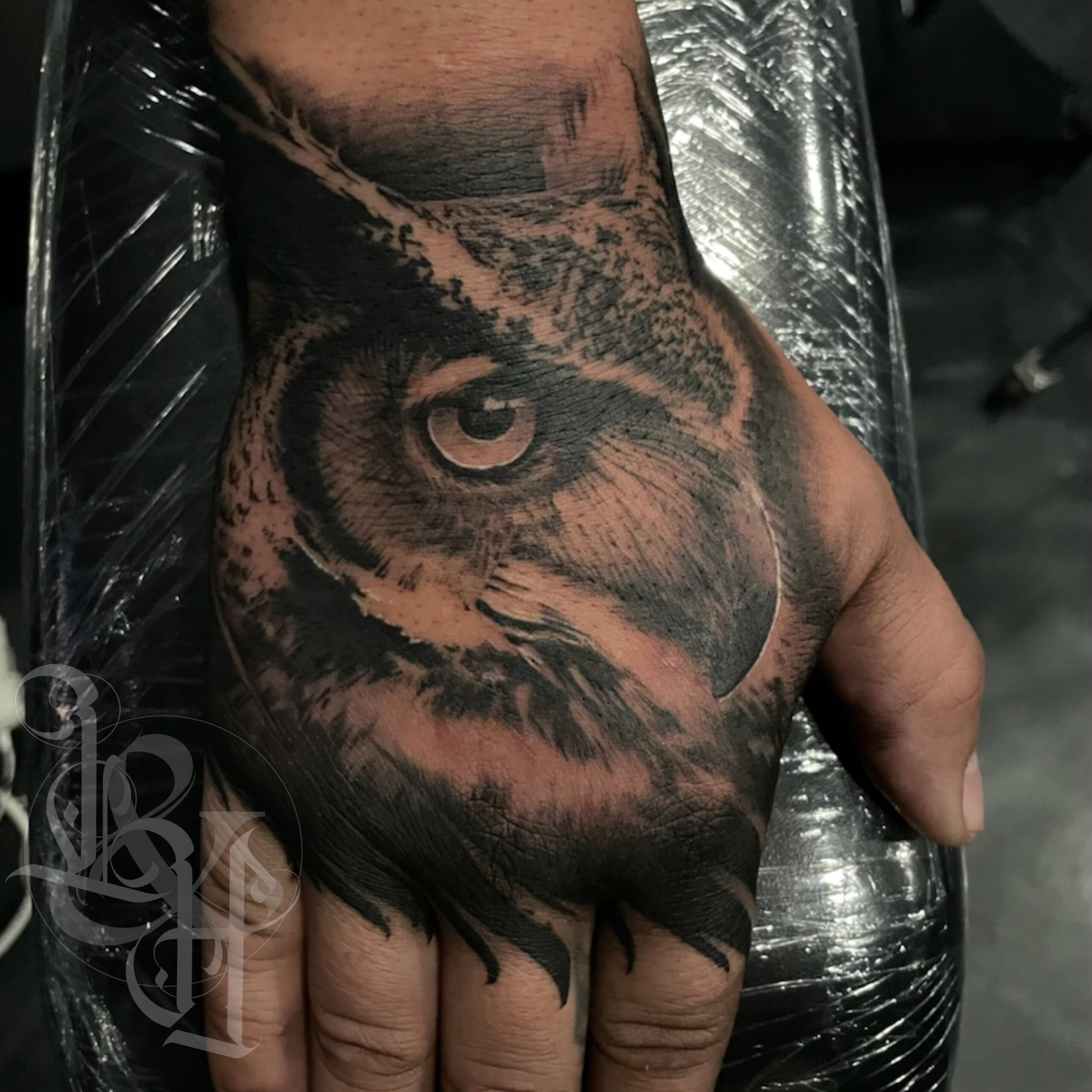Tattoo uploaded by Bindy  owlhead owl eye rose key skeletonkey  blackngrey hand handtattoo victimsofport victimsofink melbourne  Australia marissao marissao  Tattoodo