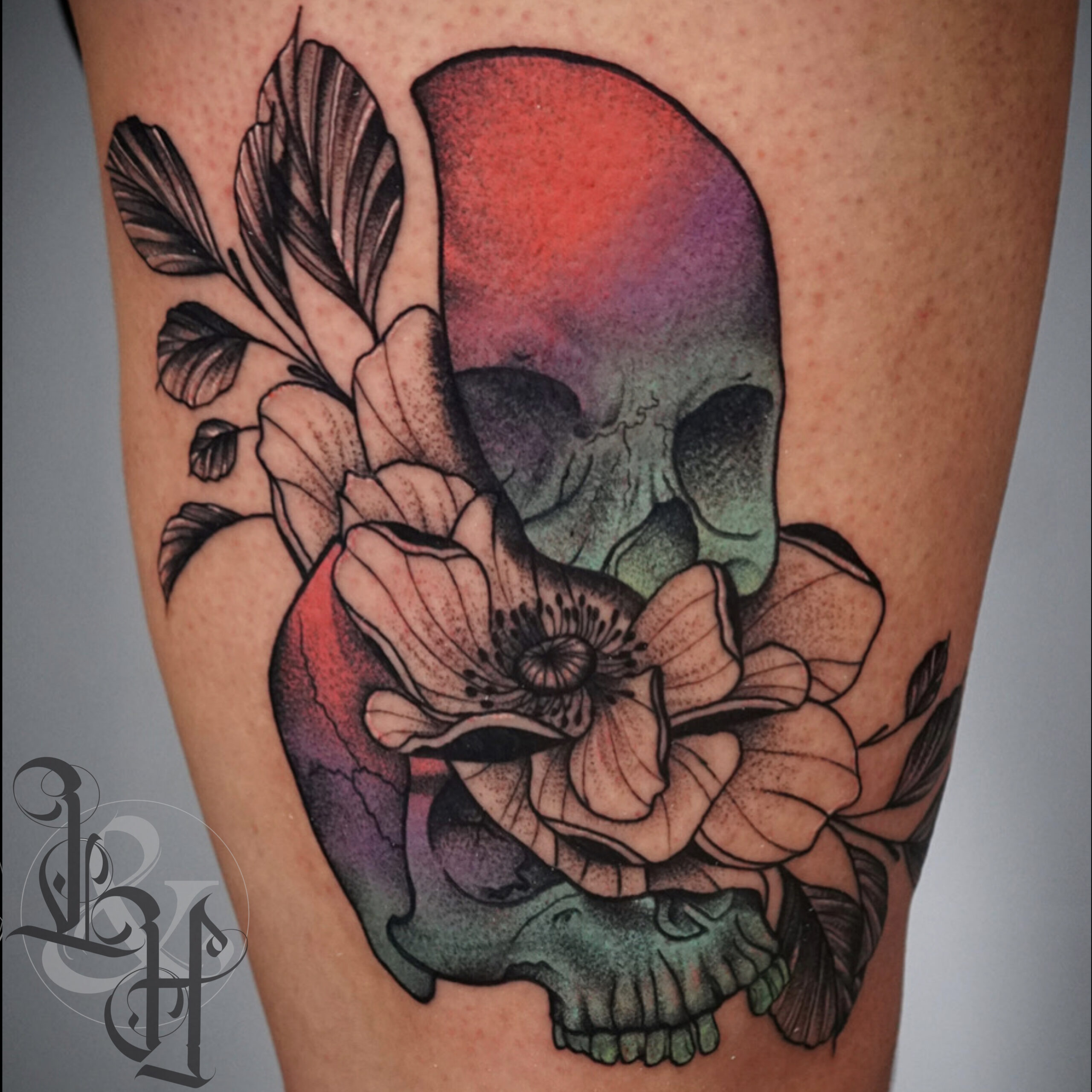 colorful skulls tattoos