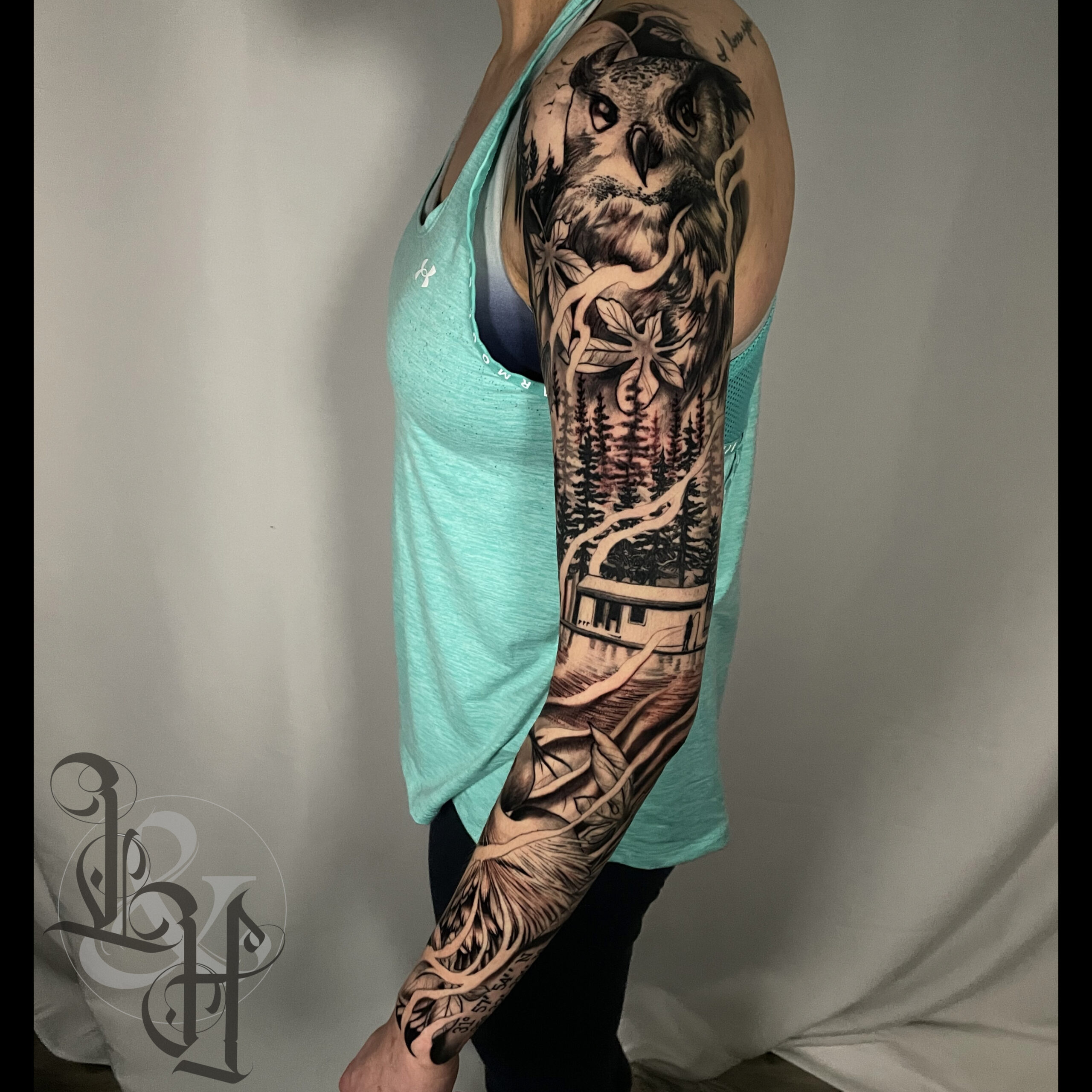 Tattoo uploaded by Angel Caban  Progress shot of this forest theme half  sleeve tattoo artist forest color  Tattoodo